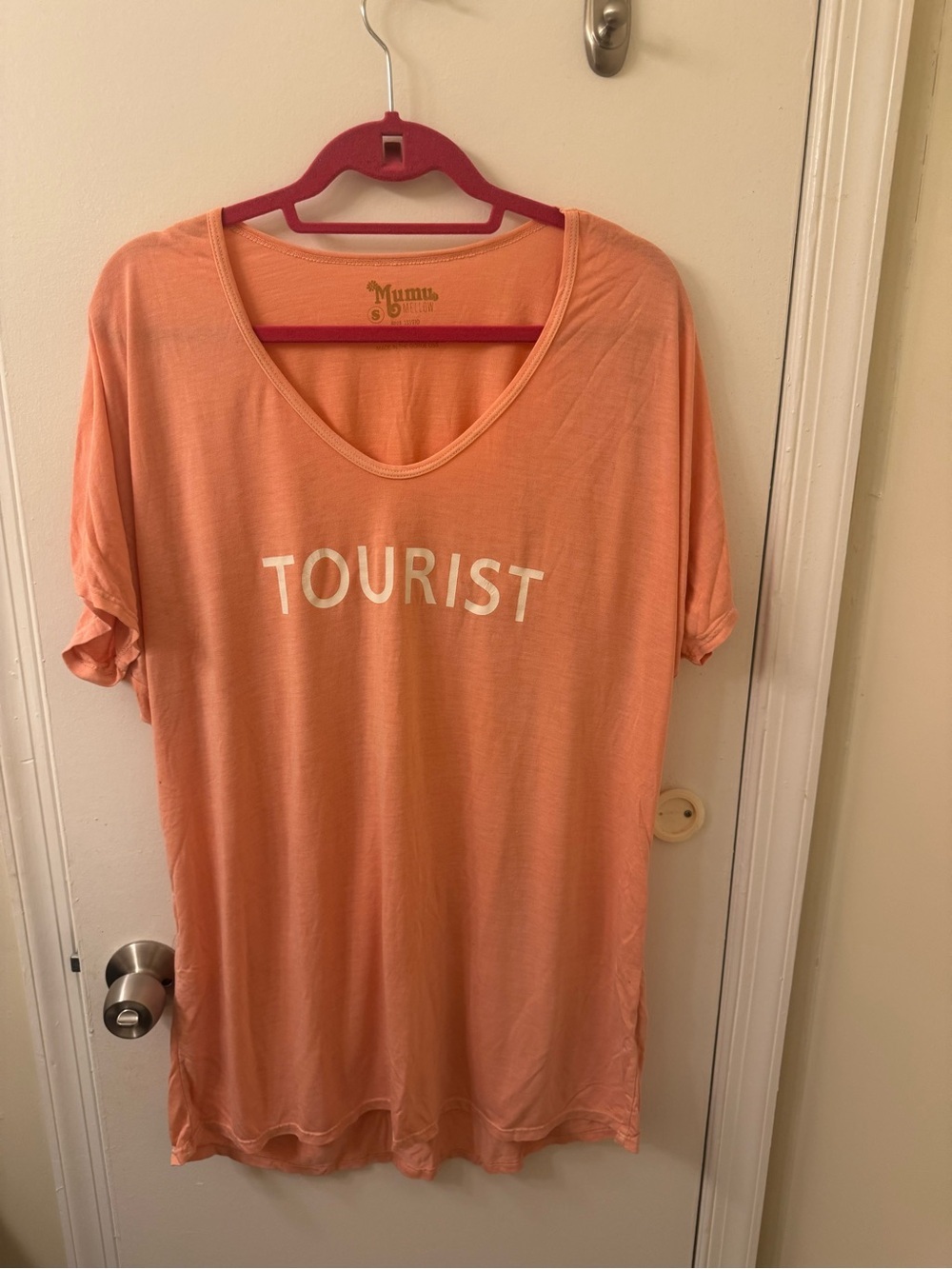 Show Me Your MuMu Coral Scoop Neck 'TOURIST' Tee dress